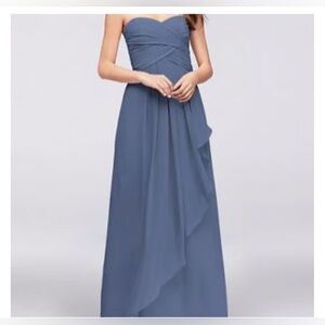 David's Bridal Steel Blue Strapless Dress